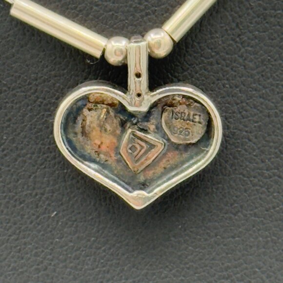 DIDAE 925 Sterling Silver Vintage Signed Heart Link Style Chain Necklace 16" - Picture 7 of 16